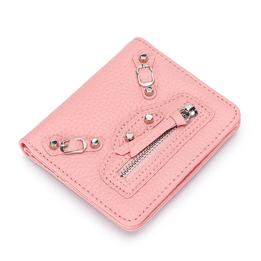   Style Small Women Wallet  Retro Rivet hide ID Card Holder Purse Dreampink Bifo - £61.30 GBP