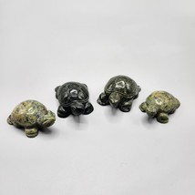 Hand Carved Turtle Figurine Lot of 4 Green Semi-Precious Stone Sculptures 274.5g - £60.71 GBP
