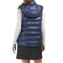 NWT Ladies PETER MILLAR Navy Blue Chiron Hooded Quilted Puffy Golf Vest - XL image 3