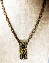 Vintage Brown Color w/ Amber color stones Goth/Steam Punk 18&quot; Pendant Necklace - £13.53 GBP