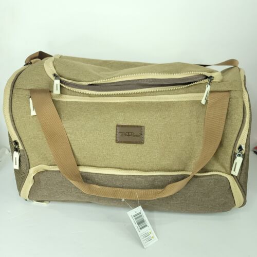 Bella Russo Canvas Duffle Tote Weekend Bag Large Tan Brown 12" x 18" New Tags