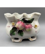 Vtg Japan Footed Dish Fruit Creamer Vase Porcelain Gold Trim Decor - $15.57