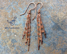 Handmade copper earrings: unique wire weave design, dragon wings - £21.12 GBP