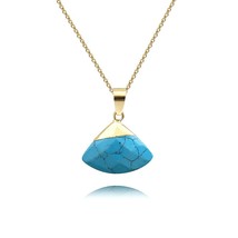 Copper Natural Stone Irregular Sector Pendant Necklace - $28.00+