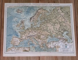 1900 Original Antique Map Physical Europe Poland Russia Germany Austria Hungary - £13.40 GBP