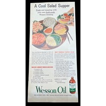 Wesson Oil Vintage Print Ad 1954 Cool Salad Supper Kitchen Art Recipe Decor - £13.34 GBP