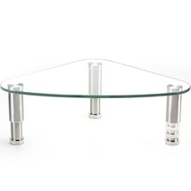 Clear Glass Computer Monitor Riser / Triangle Desktop Universal Corner Stand For - £31.37 GBP