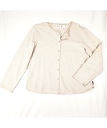 NIKI TAYLOR Cardigan Sweater L Vtg Y2K Liz Claiborne Tan Ivory Mini Stri... - $25.69