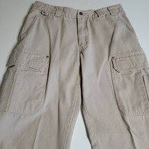 Duluth Trading Co Work Cargo Pants Men&#39;s Measures 35x28 (Tag 36x30) Canvas Tan - £22.47 GBP