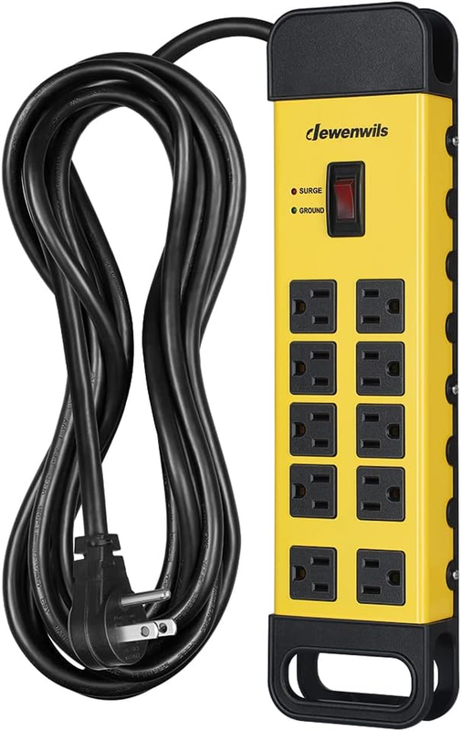 10-Outlet Metal Surge Protector Power Strip with 15Ft Cord, Flat Plug - $56.42