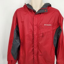 Columbia Jacket men&#39;s Size Large Red Hooded Lined Windbreaker *Flaw - £18.36 GBP