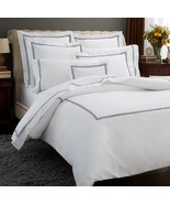 Sferra Grande Hotel White King Duvet Set 3PC Navy Blue Stripes Cotton It... - $5,226.51 MXN