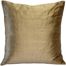 Sankara Gold Silk Throw Pillow 20x20, with Polyfill Insert - £40.17 GBP