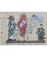 Jesus, Joseph &amp; Mary - Flight Into Egypt - Papyrus Art Signed Bibical Pa... - $271.64 CAD
