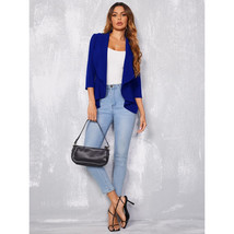  Womens Lightweight Classic Blazer   Plus Size Draped Open Front Blue Ja... - £16.04 GBP