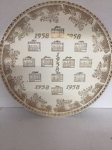 Vintage 1958 Calendar Plate Gold Trim - $17.68
