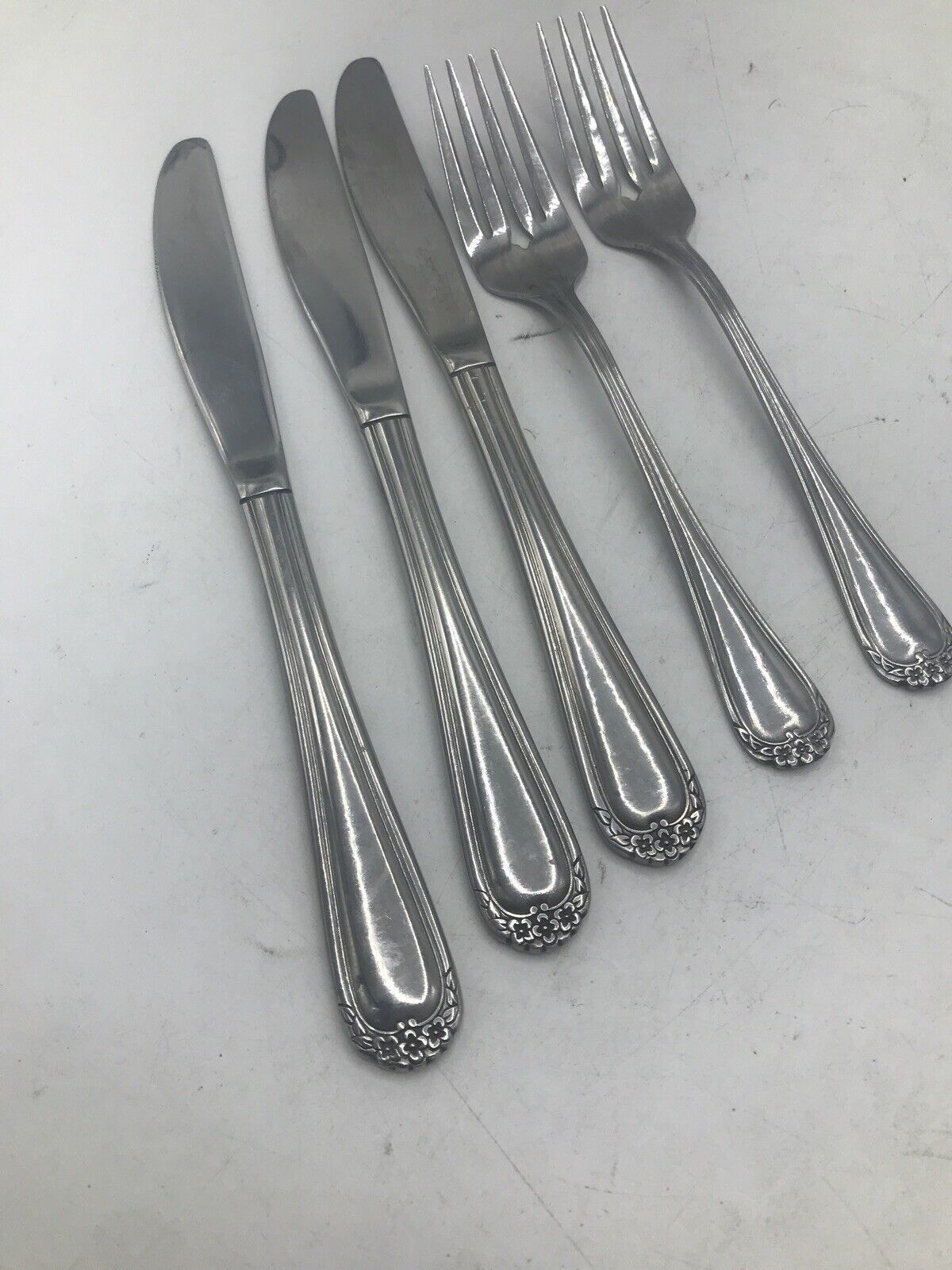 Rogers Rose Trio Stanley Roberts Stainless Floral Flatware 2 Salad Forks... - $9.89