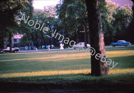 1950s Bride Walking Among Iconic Cars Chicago Red-Border Kodachrome Slide - £2.77 GBP