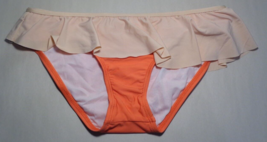 Gianni Bini Size Large RUFFLE PANT Salmon Colorblock New Bikini Bottom S... - £45.82 GBP
