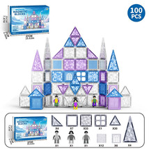 100pcs Magnetic Tiles Set Ice&amp;snow Blocks 3D Diamond Building Educationa... - £57.51 GBP