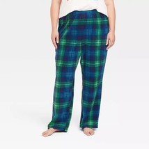 Wondershop Women&#39;s Holiday Tartan Plaid Fleece Pajama Pants Blue Green Size 3X - £15.97 GBP