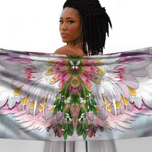 Pure Silk Long Scarf Pink Angel Wing Feathers, Butterfly,Tulips. Original  - $160.00