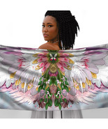 Pure Silk Long Scarf Pink Angel Wing Feathers, Butterfly,Tulips. Original  - $2,995.45 MXN