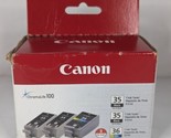 Genuine Canon PGI-35 / CLI-36 - 2 Black &amp; 1 Color - Ink Cartridges New &amp;... - $34.99