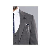 Men 3pc European Suit WESSI by J.VALINTIN Extra Slim Fit JV35 gray Window Pane image 3