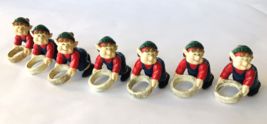 Lot 7 Elf Napkin Rings Christmas Holiday Decorations Cute Young Little Elves - £15.12 GBP