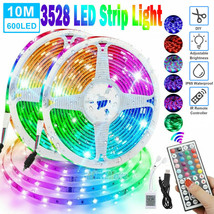 32Ft Rgb Flexible 600Led Strip Light 3528 Smd Remote Fairy Lamp Room Party Ip65 - £25.27 GBP