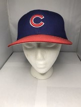 Vintage Chicago Cubs Hat Blue Red Brim New Era Authentic Hat Baseball 7 1/8 - £10.11 GBP