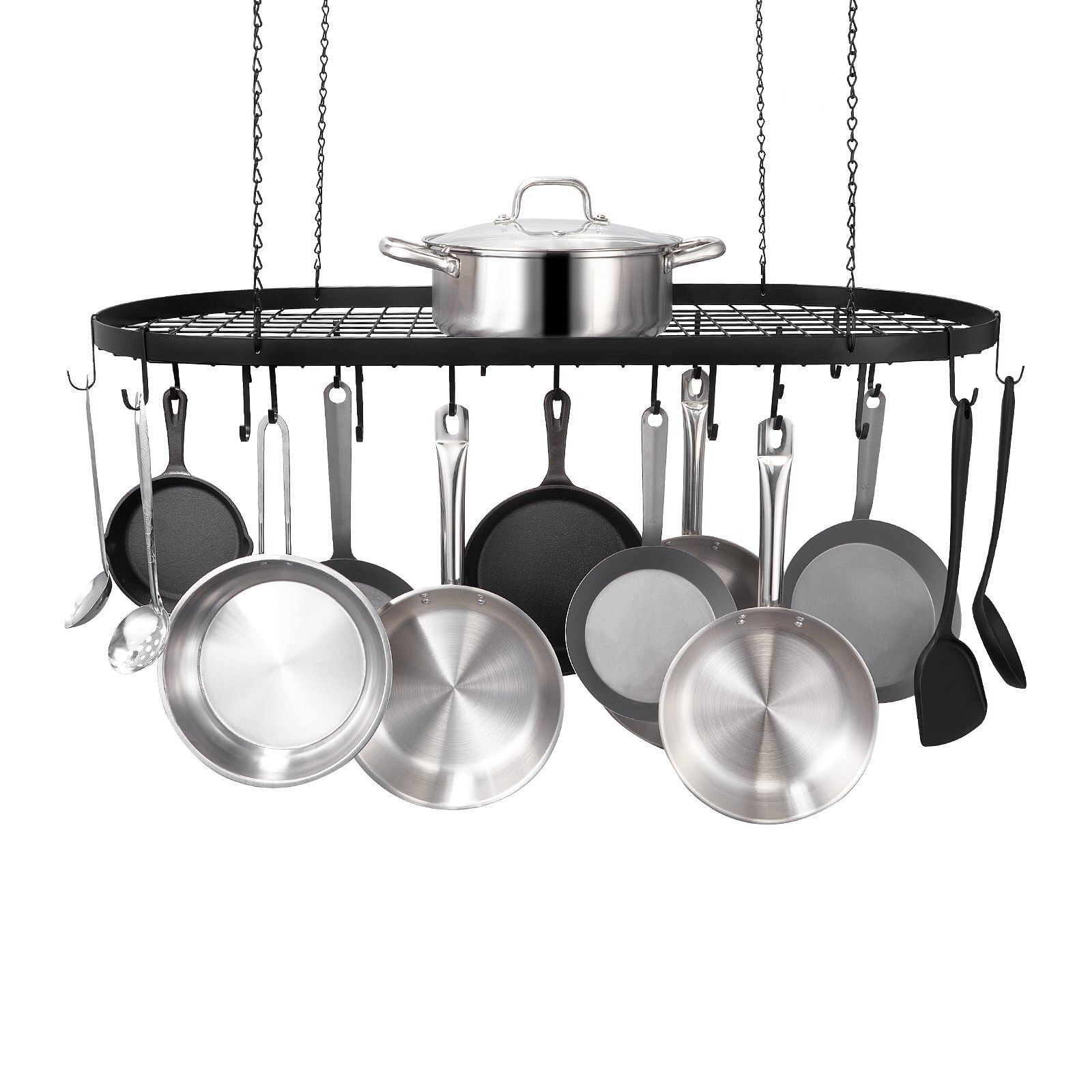 VEVOR Hanging Pot Rack, 36 inch Hanging Pot Rack Ceiling Mount, Ceiling ...