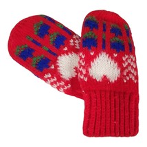 Vintage Infants to 1 Year Bulky-Knit Mittens with Keeper 100% Acrylic Heart - £6.11 GBP