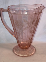 Pink Floral 8 Inch Pitcher Depression Glass Mint - £23.62 GBP