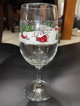 Clear Wine Glass Winter Village Snow Christmas Holiday Libbey - £5.55 GBP