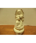 3 Porcelain Angels Playing Horn , Violin, Mandolin W/ Hinged Trinket Box - $934.70 MXN