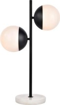 Table Lamp ECLIPSE Transitional 2-Light Black Milk White Marble Wire Glass - £215.54 GBP
