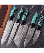 Handmade Forged Damascus Steel Kitchen Knives Set Best Wedding Gift - $88.21