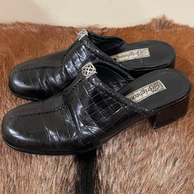 Brighton Women&#39;s Black Faith Crocodile Print Mules Shoes Made in Brazil Sz 7.5 M - £29.03 GBP