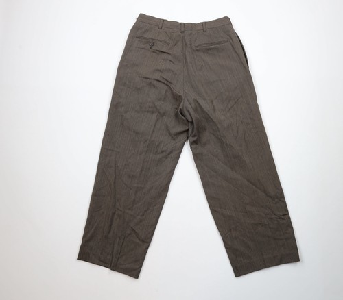 Vtg 70s Pierre Cardin Mens 29x26 Distressed Wool Striped Wide Leg Chino Pants Item image 9
