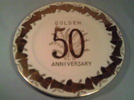 [Q21] Golden 50 Anniversary 10 1/2&quot; Plate Supreme Quality - Japan - £4.39 GBP