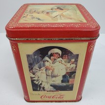 Vintage 1993 Coca Cola Girls Tin 4x4x5.5 Inch Advertising - £9.13 GBP