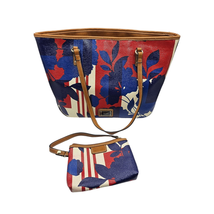 Nine West Handbag Tote with Matching Wristlet Red, White, and Blue NWOT - $35.41