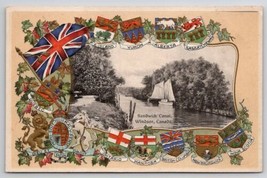 Windsor Canada Sandwich Canal Gilded Patriotic Border Souvenir Postcard F39 - $14.95