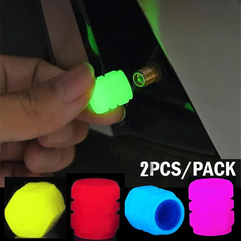 Luminous Night Glowing Absorb Light Motorcycle Wheel Valve Caps For Scooter - £6.55 GBP+