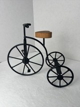 Desktop Metal Tricycle Wood Heart Shape Seat &amp; High Wheel Bicycle Decor Doll - £8.53 GBP