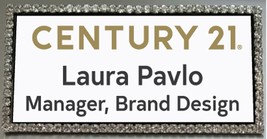 Century 21 Realty Bling Crystal Edged Personalized Name Badge Pin Fastener - £20.92 GBP