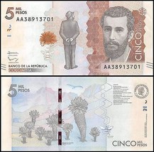 Colombia P459, 5000 Peso, José Silva, puma plant / Silva poem, bumblebee... - £3.63 GBP