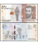 Colombia P459, 5000 Peso, José Silva, puma plant / Silva poem, bumblebee... - £3.60 GBP